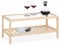 Relaxdays Couchtisch mit Glasplatte Mesa de Centro con Tablero Cristal, Mesita Sofá con Estante, Madera de Pino, Salón, 35x80x40 cm, Natural, 35x40x40 cm