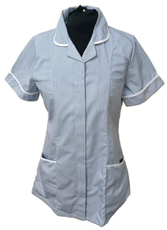 Skywear T33 Nursing Tunics with Stripes, Woman Girls Ladies Tops Office Uniform, Navy White Stripes