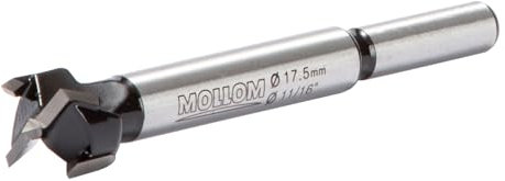 MOLLOM 17,5mm (11/16) Broca Forstner precisa con carburo YG8 de 1,7mm. Ideal para madera dura, plástico y contrachapado
