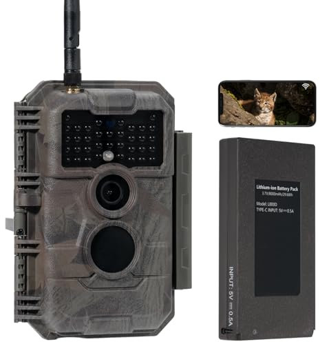 GardePro E6P Wildlife Camera WiFi Bluetooth, 48MP 1296p Trail Camera with 8000mAh Rechargeable Battery Pack, No-Glow Night Vision Motion Activated Garden Camera