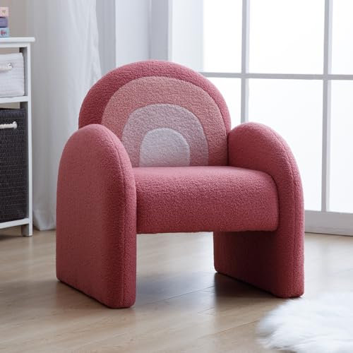 chairus Canapé 1 Place pour Enfant Fauteuil en Fausse Fourrure pour Salon Modern Chaise Rembourrée (Rose)