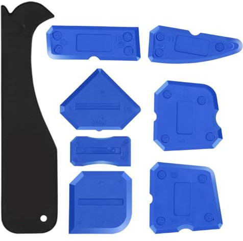 8 Pcs Silicone Tool, Silicone Remover Tool, Portable Blue Sealant Finishing Tool Multi-Edge Sealant Applicator Tool Suitable for Kitchen Bathroom Home Floor Finishing Sealing