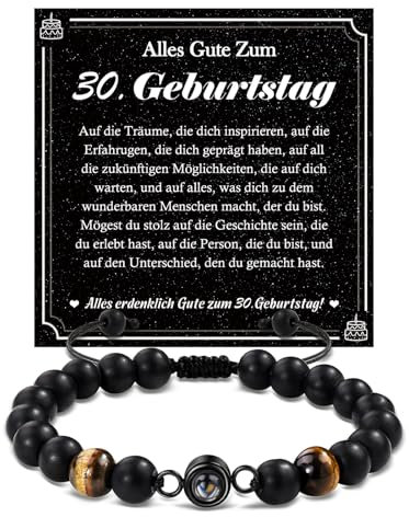 YELUWA 30 Geburtstag Männer, Ich liebe Dich in 100 Sprachen Perlen Armband Geburtstagsgeschenk für Männer, Geschenke zum 30 Geburtstag Mann Vater Sohn Enkel Neffe Bruder Onkel Ehemann Patensohn