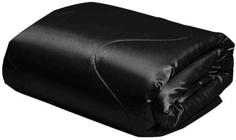 YASMENG Satin Bettdecke 155x220 Schwarz Leichte Sommerdecke 155x220 200 GSM Seidige Seide Sommerdecke Satin Weich Luxus Glatt Glänzend Steppdecke für Sommer mit 2 Kissenbezüge 80x80 cm