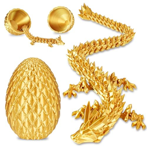 Olee Odee Dracheneier 3D-gedruckte Fidget-Spielzeuge für Erwachsene Überraschungsgeschenke für Kinder Freunde Kollegen Geburtstag Halloween Weihnachten Ostern Festgeschenke (Gold)