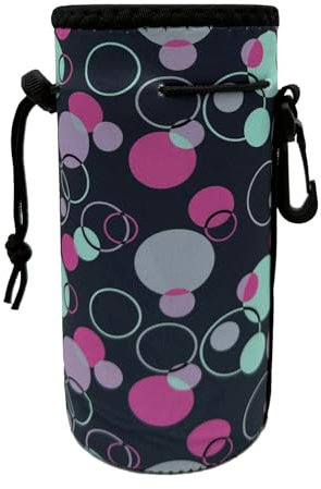 AMMKRO Water Bottle Bag Carrier, Neoprene Sleeve Portable Insulator Cover With Drawstring for 18-20 Oz Bottles (Bubble)