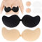Taichaeu Stick On Bra Invisible Bra for Women, Adhesive Bra Push Up Backless Invisible Bra with 2 Silicone Nipple Covers for Party, Bar, Wedding, Daily Wearing (UK, Cup & Band, F, Beige + Black)