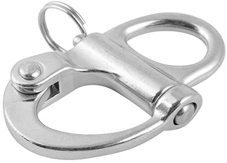 Qukaim Grillo a scatto in acciaio inox, 16 x 69 mm, a sgancio rapido, con anello rotondo, per barche e sport acquatici, resistente