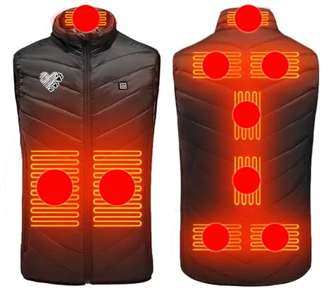 Drucken Beheizte Weste Damen Herren, Heizweste Ärmellos Beheizbare Jacke Heizweste Heheizte Kleidung, Winter Warm Körperwärmer Daunenweste mit Heizung für Outdoor Wandern Jagd Motorrad Camping, S-6XL