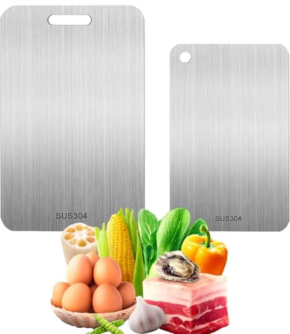 2 Piezas Tabla de Cortar de Titanio, Nueva Tabla de Cortar de Titanio 2025, Multifunción, Grado Alimenticio de Doble Cara, para Garantizar el Sabor Original