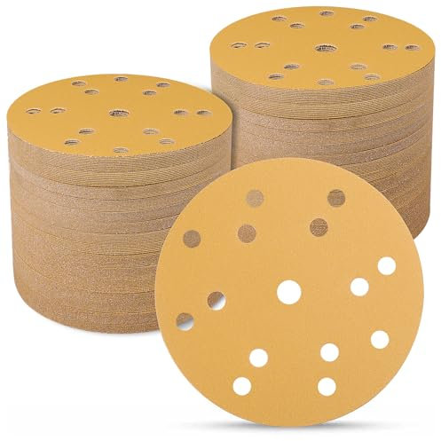 Sruhrak Disque Abrasif 150mm 100 Pièces, Grain 180 Papier Abrasif 6 Pouces 15 Trou Papier à Poncer pour Ponceuse Orbitale et Tous les Outils Oscillants