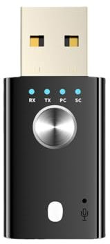 Receptor Bluetooth USB 4 en 1, adaptador de audio Bluetooth 5.1 con receptor Bluetooth de sonido, tarjeta externa, transmisor de PC, H4K0