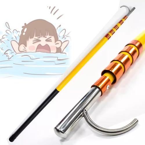 Gancho de seguridad para piscina de 4 m, 5 m y 6 m de longitud con poste de extensión - Gancho de rescate de emergencia liviano para nadadores que se ahogan - Postes de seguridad de fibra de vidrio