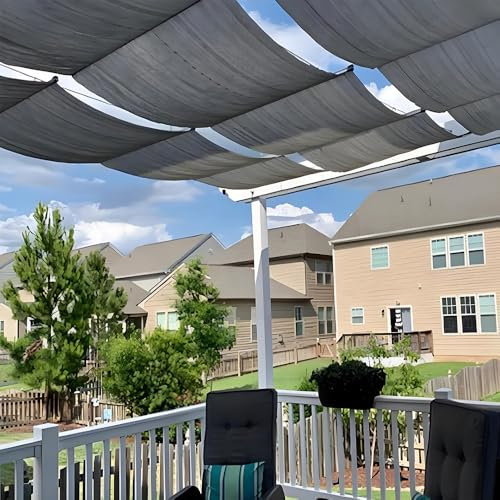 ZCBYBT Outdoor Slide Rope Sun Shade Sail Retractable Wave Awning CoverReplacement Pergola Canopy für Garten Patio Deck Gazebo,100 * 600cm