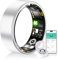 HPLSZCN Smart Ring Fitness Tracker mit Schlafanalyse - IP68 Wasserdichter Aktivitäts-Tracker für Damen/Herren - Sport & Gesundheitsmonitor mit Bluetooth für Android/iOS (Silber, 13)