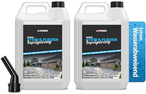 SPRINGER HX1000 Steinimprägnierung 10 L, Nanoversiegelung | Made in Germany | Stein- & Fliesenversiegelung für saugende Untergründe | Nanoversiegelung, biologisch abbaubar