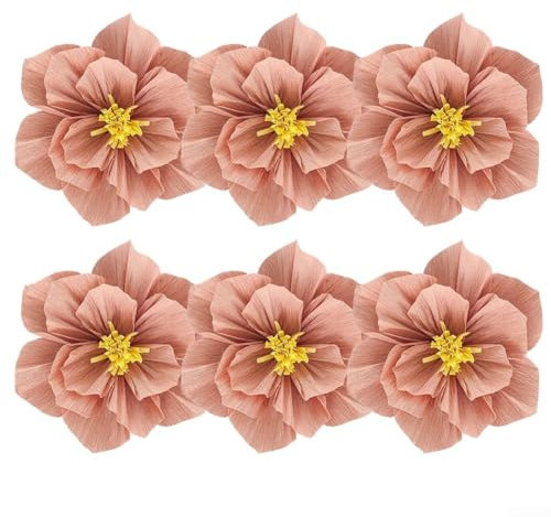 Stilvolle handgefertigte Papierblumen, 3D-Design, 6 Stück, für elegante Veranstaltungsdekoration (Rosa, 2 Farben)
