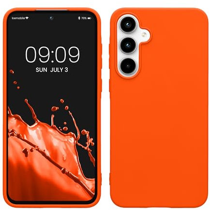 kwmobile Housse Compatible avec Samsung Galaxy A55 5G Coque - Housse de téléphone Protection Souple en Silicone - néon Orange