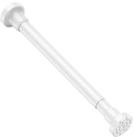 Spring Tension Curtain Poles 42-75cm Extendable Small Window Rods No Drilling Net Curtain Rod Adjustable Tension Rod for Curtains, Closet, Cupboard, Wardrobe, Bookshelf (White)