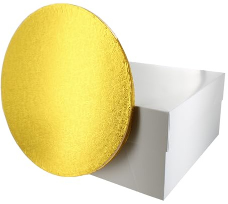 Culpitt Gold Board & Box Set | 8 (20cm) | White Cake Box & Drum, Box And Cake Board, Storage & Transport Combo