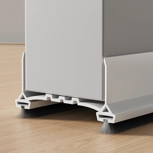 JINMEE Draft Excluder for Doors 38” L, Under Door Seal Strip with Double-sided Brush Strips for Wind and Cold Protection, White