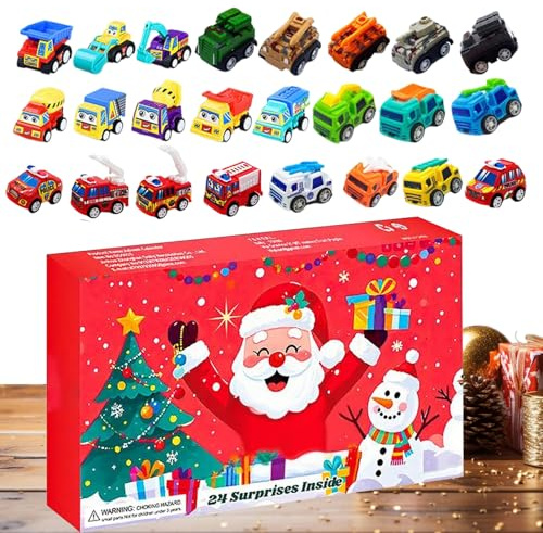 Adventskalender 2025 für – Set mit 24 Fächern, gefüllt mit Spielzeug im Auto, Spielerische Sammlung, Miniatur-Geschenke | Lustige Geschenkbox für Weihnachten, Urlaub, Haus, Party, Anniver