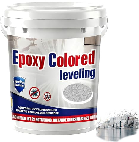 Epoxy Sand Floor Paint, Epoxy Floor Paint, High Gloss Marble Finish Epoxys Floors Coating, Suitable For Indoor And Outdoor (White hemp gray,Cover 14 sq. ft)