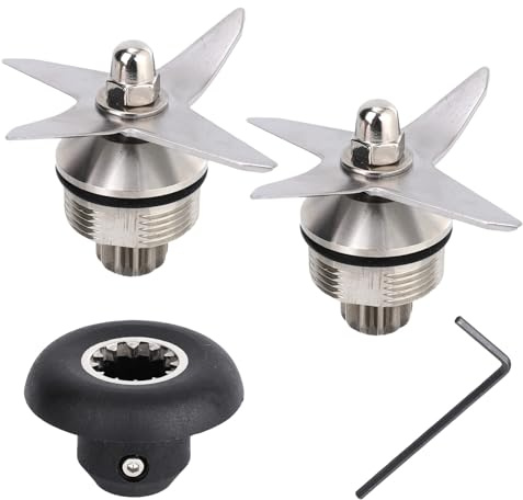 4pcs Blender Blade Replacement Parts, Premium Stainless Steel Blender Blade with Wrench & Drive Socket for Standard 32oz and 64oz Containers (Black & Silver)