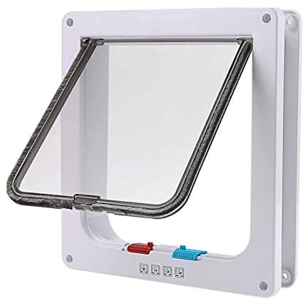 Tibeoyad Katzenklappe, 4 Wege Magnet-Verschluss Haustierklappe, Einfache Installation Katzentür Haustiertür in Wand, Holztür, Upvc innentür, Ziegelwände, Holztüren (Weiß, XL-25x28x5,5cm)