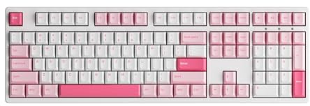 Akko Prunus Lannesiana 3108 V3 Gaming-Tastatur, kabelgebunden, Hot-Swap-fähige Tastatur in voller Größe mit weißer LED, PBT, Double-Shot Cherry Profil-Tastenkappen für Mac & Win Frost Pink Switch
