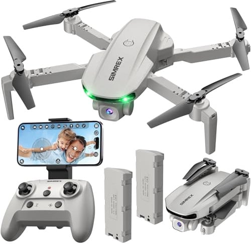 SIMREX Drone With Camera for Kids Beginner & Adults – Foldable RC Quadcopter with Altitude Hold, Optical Flow Positioning, Indoor Mini Drone with One Key Start, Gift for Boys & Girls & Teenagers