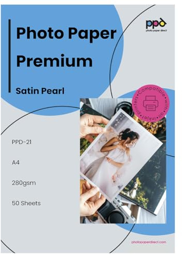 PPD 50 Sheets A4 Photo Paper Satin Semi-Gloss Inkjet | Professional Photographic Grade Coating. Smudge-Proof, Instant Dry, and Water Resistant for Long-Lasting Crisp PPD-21-50
