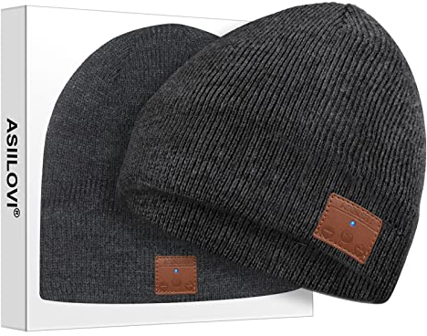 ASIILOVI Gorro de Invierno con Bluetooth 5.0, inalámbrico, con micrófono Integrado Desmontable y Altavoces estéreo HD para Exteriores, Unisex (001-Charcoal)