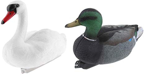 Tubayia Lebensechte Ente Schwan Modell Schwimmende Gartenfigur Dekofigur Ornament für Gartenteich (35cm 2pcs)