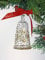 Artifactually Contrast Stardot Bell Christmas Tree Ornament in Gold/Silver (M - 10cm) - Mouth Blown Glass Xmas Decoration/Bauble in Luxury Hand Made Gift Box.