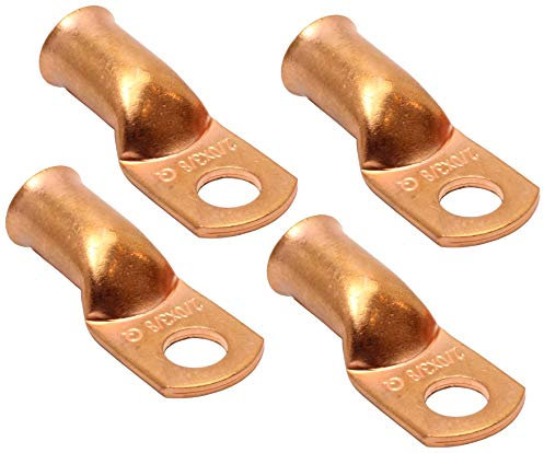 Fastronix Quality Copper Battery Terminal Lugs 4 Pack (3/8 2/0 Gauge)
