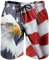 Adler Amerikanische Flagge USA Badehose Badeshorts Boardshort für Herren Quick Dry Sportwear mit Taschen Trainingsshorts Gr. L/XL, weiß