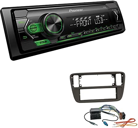 Pioneer MVH-S120UBG 1-DIN Autoradio mit grüner Beleuchtung und USB kompatibel mit Android-Smartphones inkl. Einbauset passend für Skoda Citigo ab 2011 schwarz