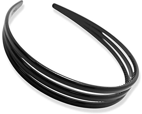 Topkids Accessories Serre-tête à double rangée en plastique - Noir - Marron - Transparent - Pour femme - Peigne à dents fines - Tendance - Noir - Triple rangée
