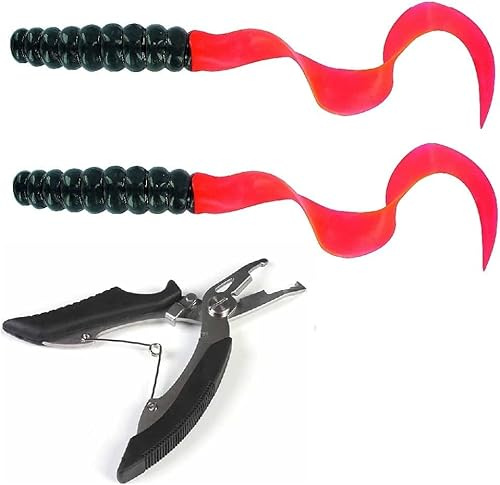 Set: 2 Stück XL Twister Gummifische ca 25-30 cm Big-Bait schwarz, orange, Gold, Silber, rot, grün, je nach Auswahl Schleppköder + gratis Angelschere