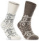Wollsocken Damen Wintersocken Herren Haussocken 2 Paar 21212 WP (Weiß Braun 39-42)