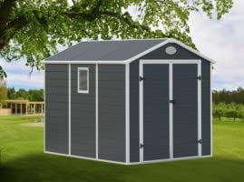 Gardiun Abri de Jardin en Résine d'Extérieur New Fiorella 5,32m² 188x278x225 cm Fenêtres Latérales et Aérations Anthracite/Blanc