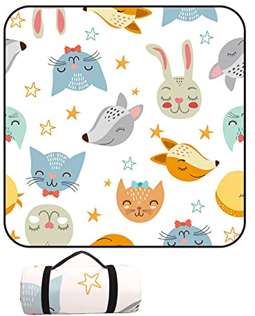 DOTBUY-SHOP Picknickdecke Wasserdicht, Campingdecke Stranddecke Wärmeisoliert Maschinenwaschbar Faltbar Picknickmatte, für Outdoor Strand Campen Wandern Ausflüge (Zoo,150x100cm)