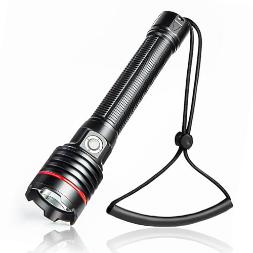 LetonPower Linterna buceo, 5000Lumens Linterna de buceo,100m Linterna buceo profesional,Linterna buceo con carga tipo C, Linterna submarinismo Para bucear en los pulmones de agua y explorar agujeros