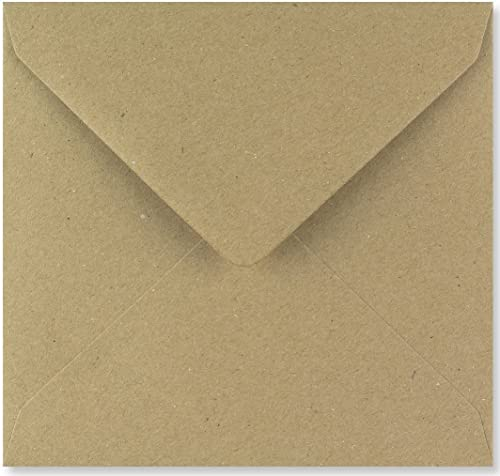 Quadratische farbige Umschläge, 164 x 164 mm, perfekt für Weihnachtskarten, Grußkarten, Hochzeitseinladungen, Bastelarbeiten, 25 Stück (Kraftbraun)