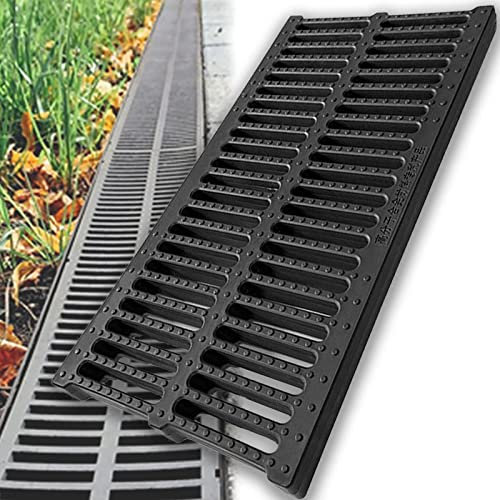 Earnmore Caniveau Exterieur Grille de Drainage, Grille Caniveau, Systèmes De Drainage, Caniveau Exterieur, Caniveau Terrasse, Jardin Grilles, pour Cour, Route, Parc,50x20x2cm(19.7x7.9x0.79in)
