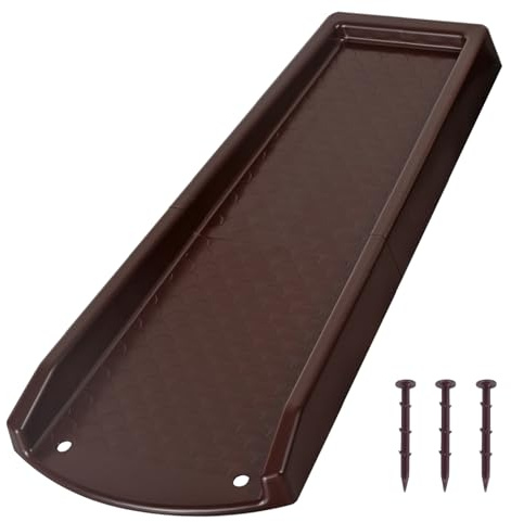 plusgutter Rain Gutter Downspout Splash Block, Gutter Downspout Extensions for Water Drainage, 24 Gutter Splash Guards Downspout Extender, Fixable Down spout Drain Trays with PE Nails(1 Pack, Brown)