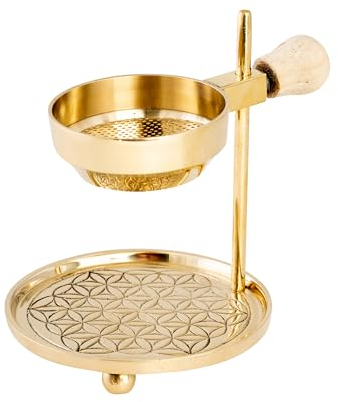 NKlaus Teelicht Räucherstövchen Gold Blüme des Lebens 11cm hoch verstellbar Weihrauch 15866