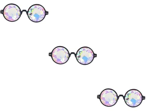 SAFIGLE 3stücke Kaleidoskop Sonnenbrille Mit Diffraction-effekt Gläser Für Partys Konzerte Und Cosplay Robuste Und Bequeme Brille Schwarz