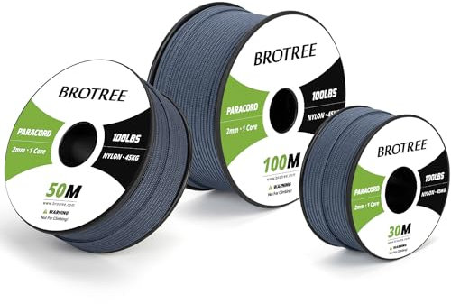 Brotree Paracord 2mm 50M 100% Nylon Rope 1 Strand Parachute Cord for Outdoor, Craft, DIY - 45kg Breaking Load (Navy Blue)